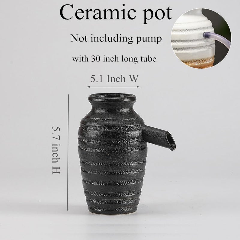 Andady Outdoor Garden Fountain Spitter Pond Water Feature Pump Ceramic Pot Decoration (Black 5.7 inch) - Image 2